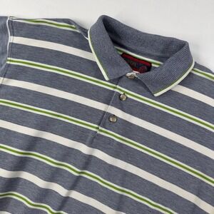 Twenty X 20X Polo Shirt Mens XL Blue White Stripe Short Sleeve Preppy SEE DESC